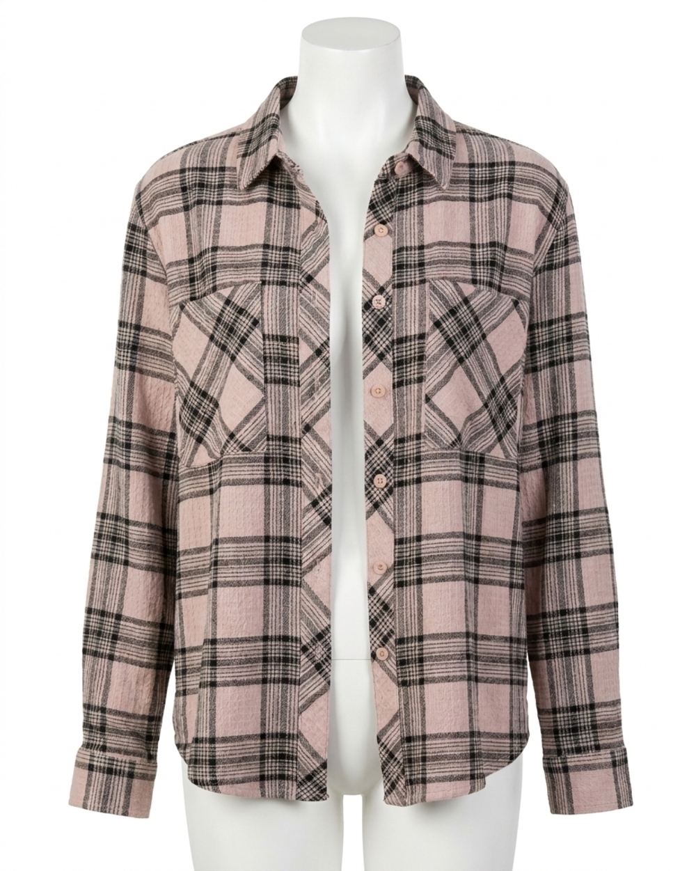 NEW GRACE AND LACE favorite button up plaid in blush/black plaid